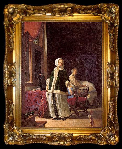 framed  MIERIS, Frans van, the Elder A Young Woman in the Morning, ta009-2